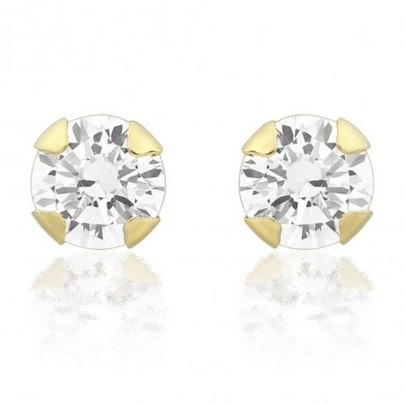 Cercei aur galben 14K Piatra zirconia incolora 5 mm