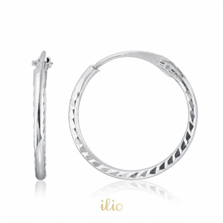 Cercei aur alb 9K Tortite cu striatii, 13 mm