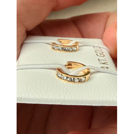 Cercei aur galben 14K Tortite mici 5 pietricele bleu, 10 mm