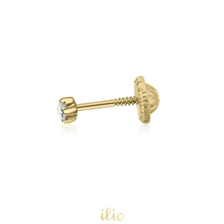Piatra patrata foarte mica, 2 mm - Cercel aur galben 14K . SE VINDE LA BUCATA!