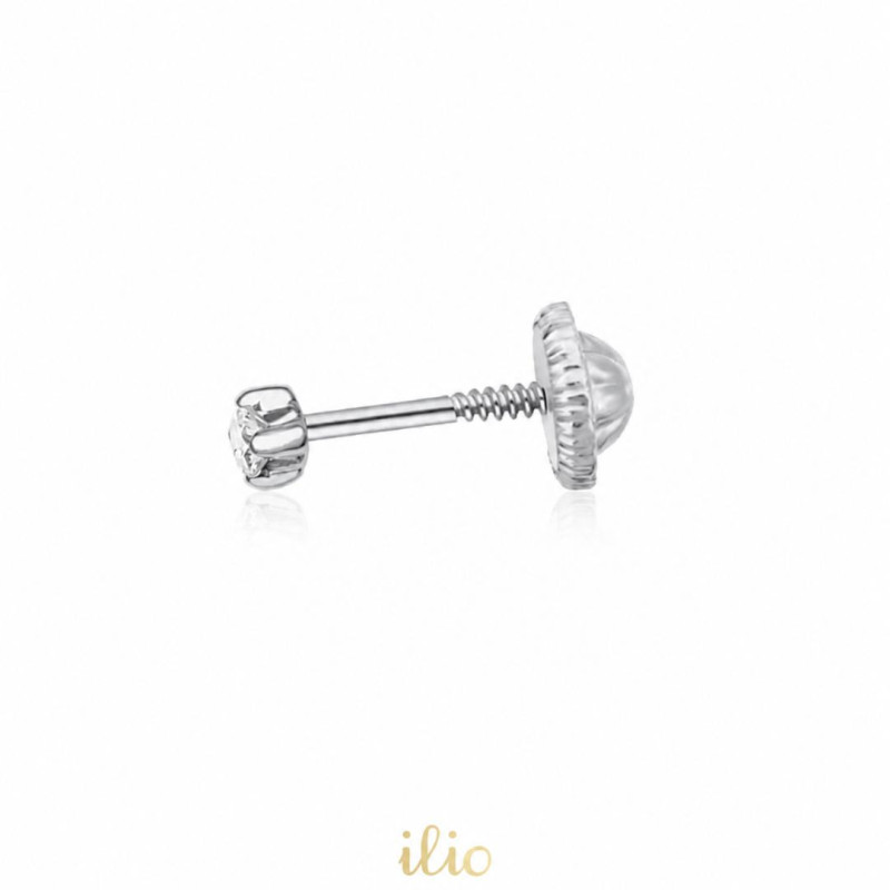 Piatra patrata foarte mica, 2 mm - Cercel aur alb 14K . SE VINDE LA BUCATA!