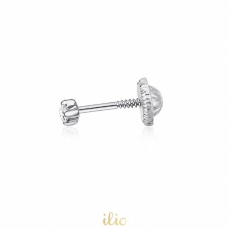 Piatra patrata foarte mica, 2 mm - Cercel aur alb 14K . SE VINDE LA BUCATA!
