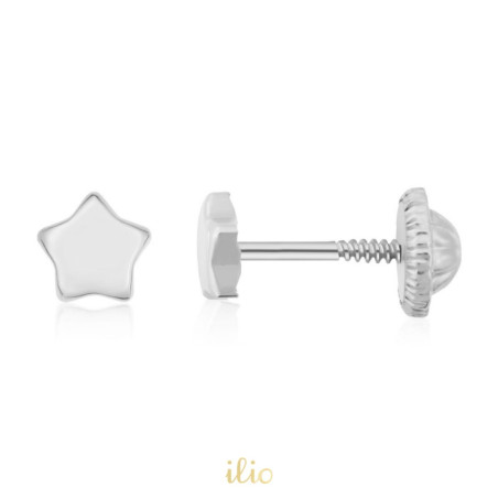 Cercei aur alb 14K Stelute, 5 mm
