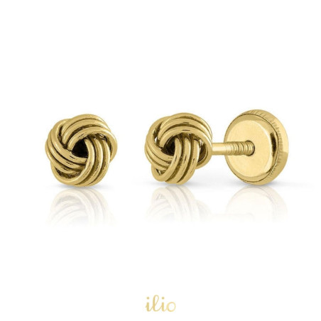 Cercei aur galben 9K Love knot, 4,5 mm
