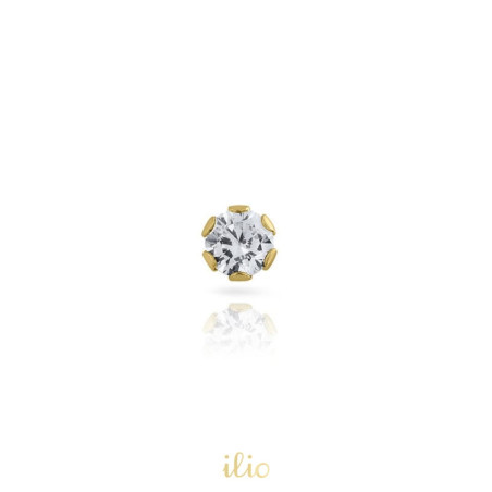 Piatra zirconia incolora, 3 mm - Cercel aur galben 9K . SE VINDE LA BUCATA!