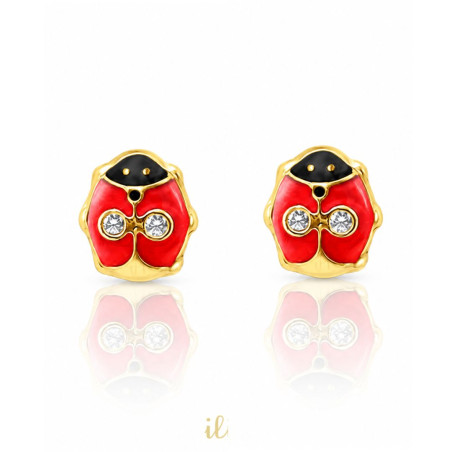 Cercei aur galben 9K Gargarite 2 pietre, 6 mm