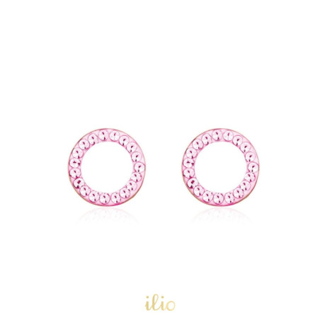 Cercei aur galben 14K Cerculete pietricele roz, 6 mm