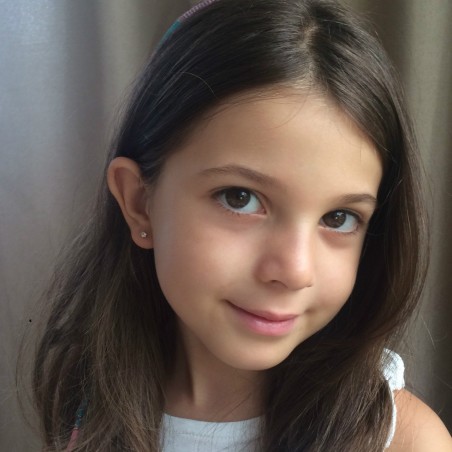 Cercei aur alb 14K Flori mici cu piatra roz