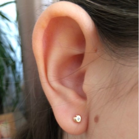 Cercei aur galben 14K Inimioare cu diamant
