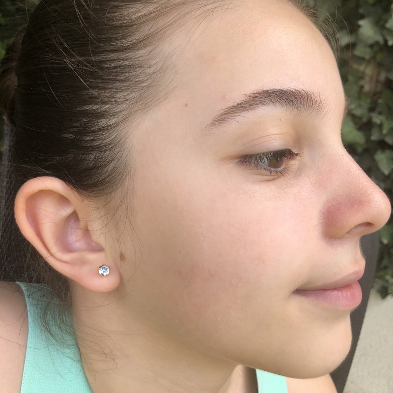 Cercei aur galben 14K Flori mari piatra Ruby