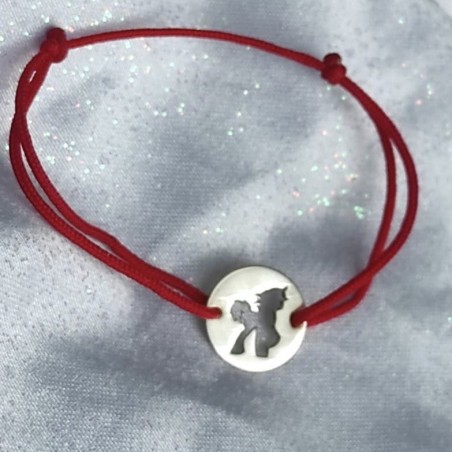 Banut cu unicorn - Pandant aur galben 14K pe bratara snur