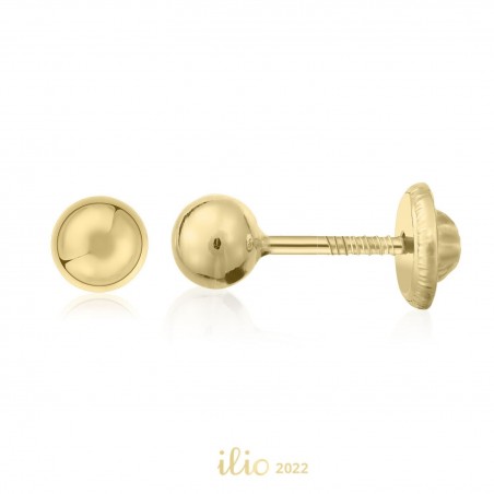 Cercei aur galben 14K Bilute mici, 4 mm