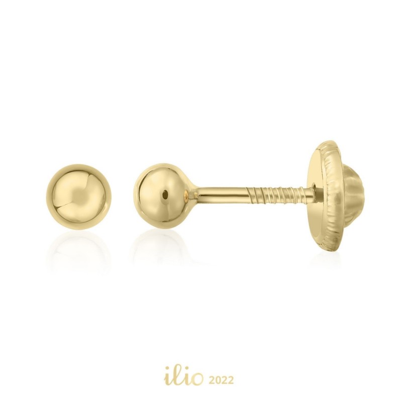 Cercei aur galben 14K Bilute mici, 3 mm