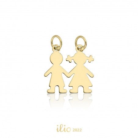 Pandantiv Fetita si baietel, 10 mm - aur galben 14K