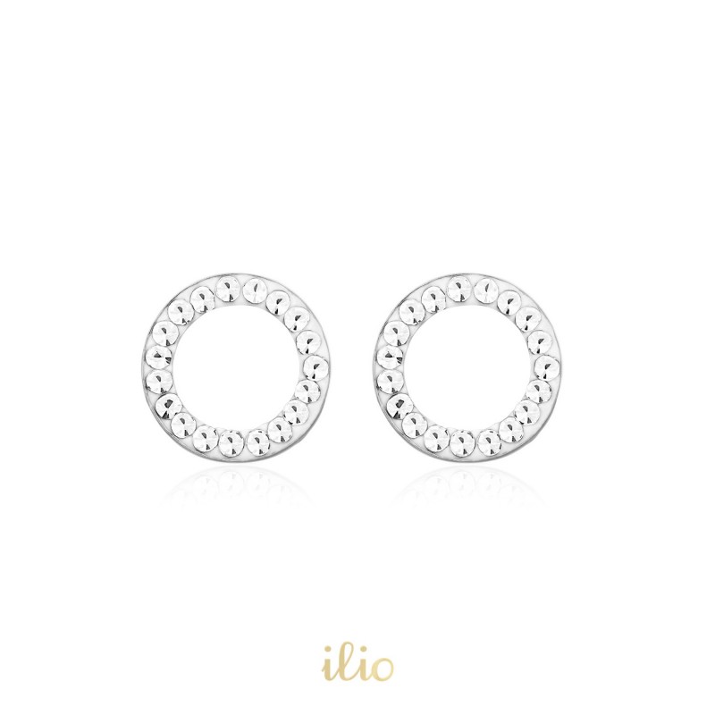 Cercei aur alb 9K Cerculete pietricele, 7 mm