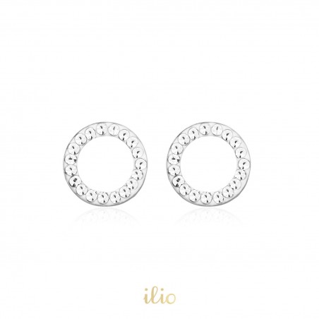 Cercei aur alb 9K Cerculete pietricele, 7 mm