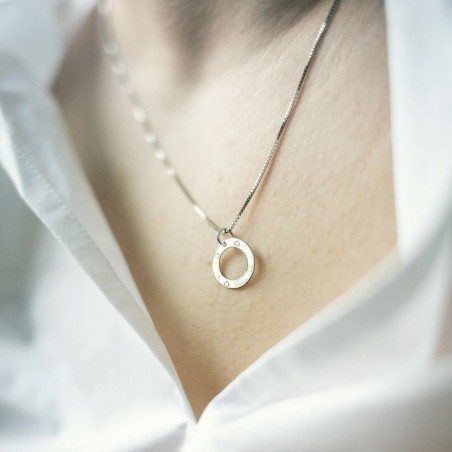 Pandant aur galben 14K Cerculet personalizat, 18 mm