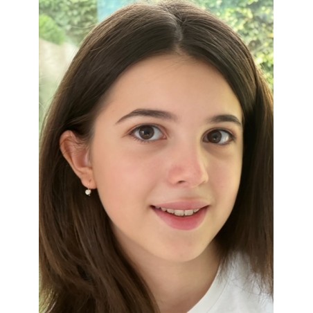 Cercei aur galben 14K Tortite hip Inimi pietre, 14 mm