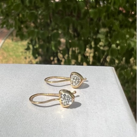 Cercei aur galben 14K Tortite hip Inimi pietre, 14 mm
