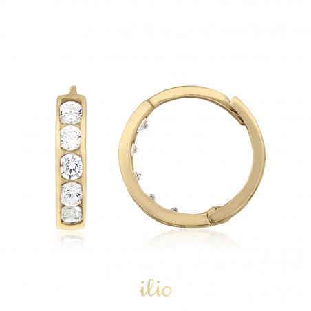 Cercei aur galben 14K Tortite mici 5 pietricele, 10 mm