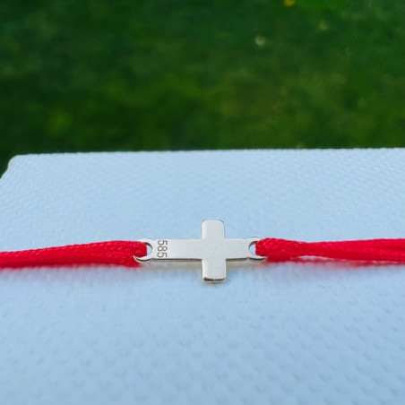 Pandant Cruciulita, 10 mm - aur galben 14K pe bratara snur
