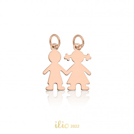 Pandantiv Fetita si baietel, 10 mm - aur roz 14K