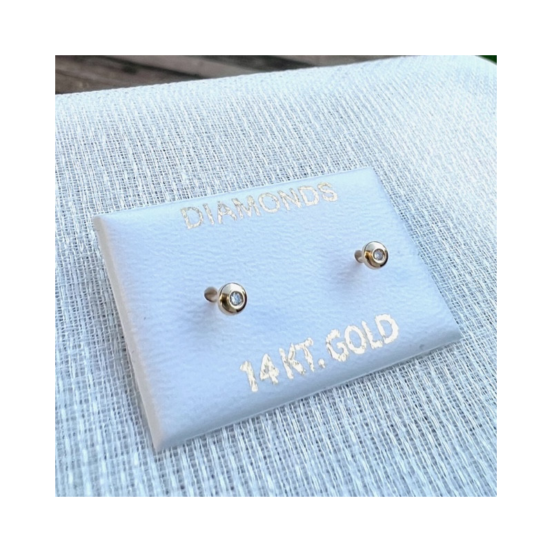 Cercei aur galben 14K Rotunzi mici diamant, 3 mm