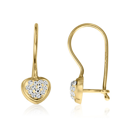 Cercei aur galben 14K Tortite hip Inimi pietre, 14 mm