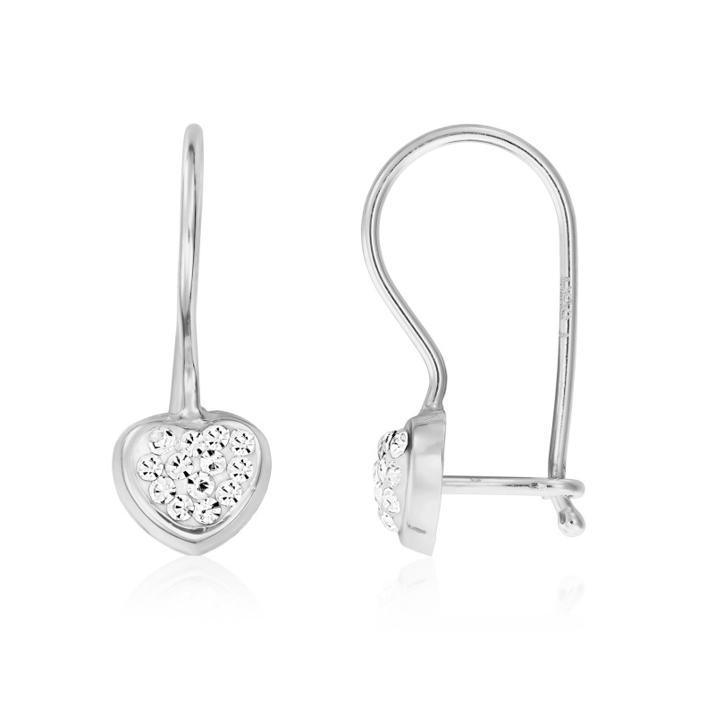 Cercei aur alb 14K Tortite hip Inimi pietre, 14 mm