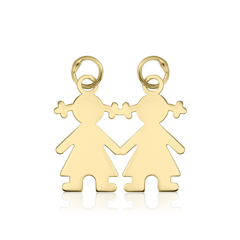 Pandantiv Doua fetite, 10 mm - aur galben 14K