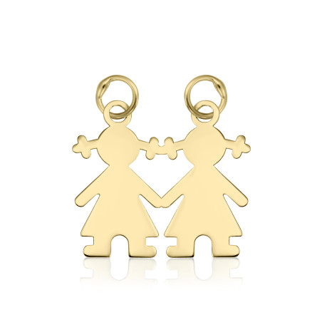 Pandantiv Doua fetite, 10 mm - aur galben 14K