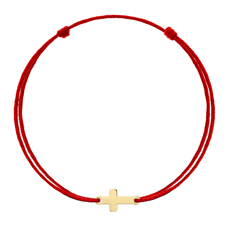 Pandant Cruciulita, 10 mm - aur galben 14K pe bratara snur