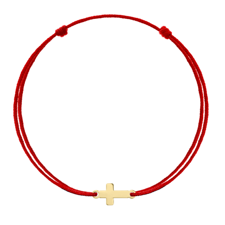 Pandant Cruciulita, 10 mm - aur galben 14K pe bratara snur