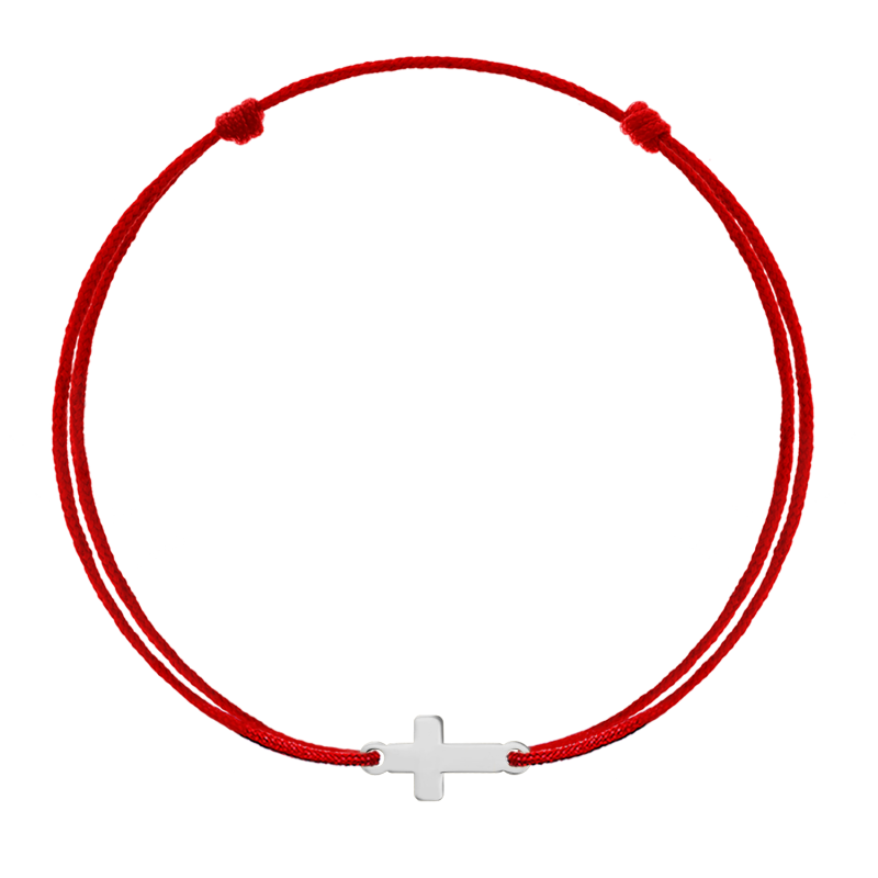 Pandant Cruciulita, 10 mm - aur alb 14K pe bratara snur