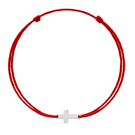 Pandant Cruciulita, 10 mm - aur alb 14K pe bratara snur