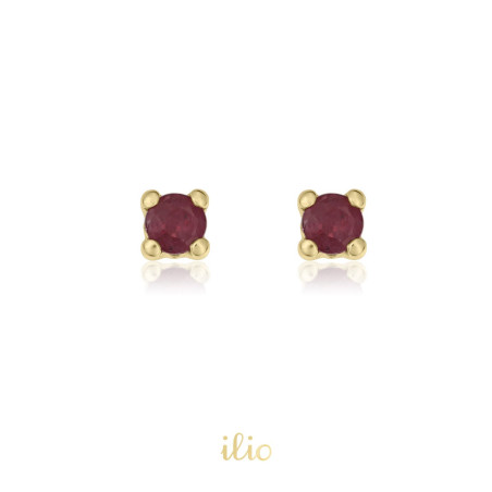Cercei aur galben 14K Rubin foarte mic, 2 mm