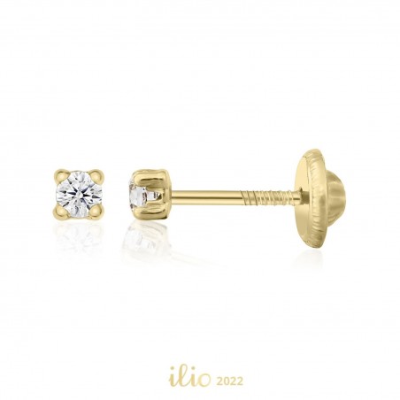 Diamant foarte mic, 2 mm - Cercei aur galben 14K
