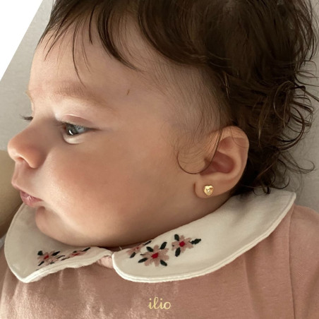 Cercei aur galben 14K Inimi diamant, 6 mm