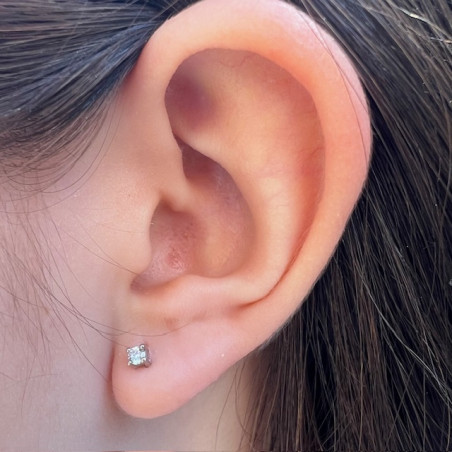 Diamant mic, 3 mm - Cercei aur alb 14K