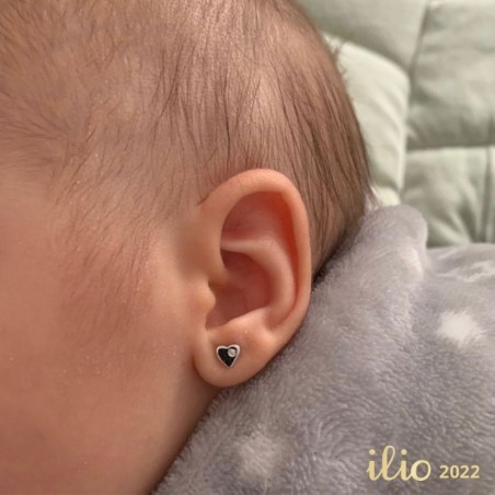 Inimi ametist lateral, 5 mm - Cercei aur galben 14K
