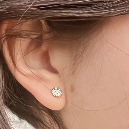 Rotunzi 7 diamante mari, 6 mm - Cercei aur galben 14K