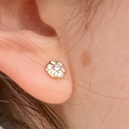 Rotunzi 7 diamante mari, 6 mm - Cercei aur galben 14K