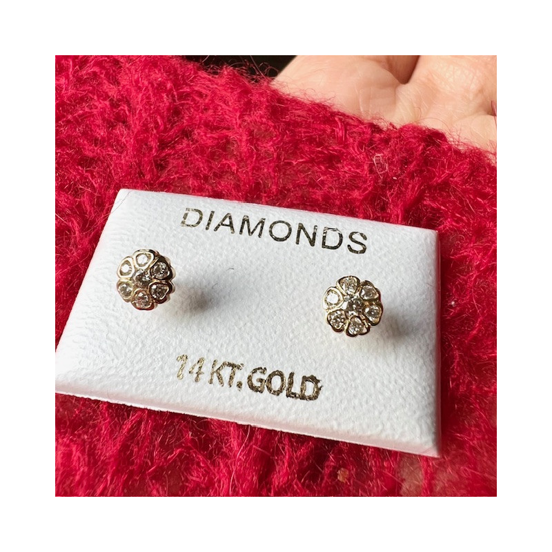 Rotunzi 7 diamante mari, 6 mm - Cercei aur galben 14K