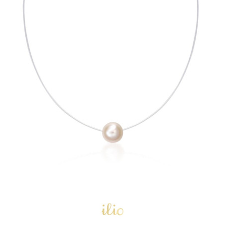 Colier cu inchidere aur galben 9K - Perla cultura 6 mm pe fir transparent