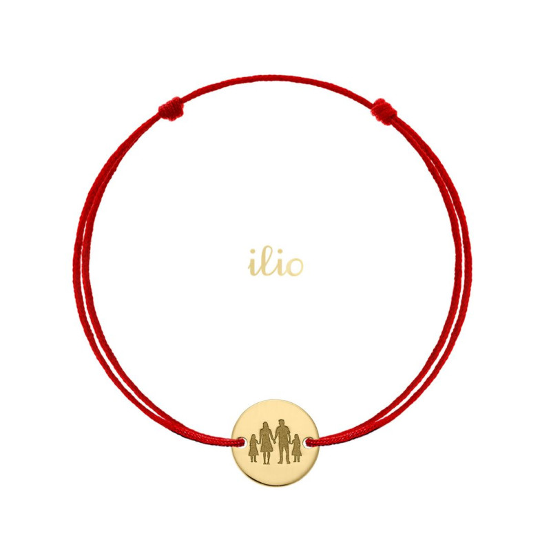 Pandant Fam fetita mama tata fetita, 10 mm - aur galben 14K