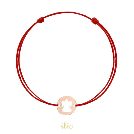 Pandant Banut cu ingeras, 8 mm - aur roz 14K pe bratara snur