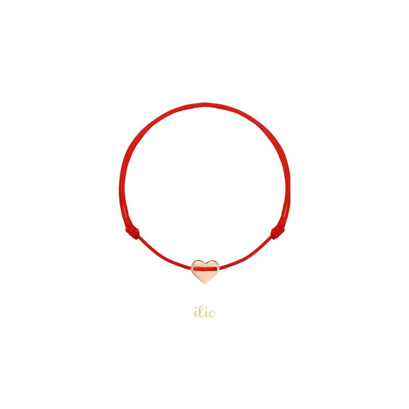 Pandant Inimioara, 6 mm - aur roz 14K pe bratara snur