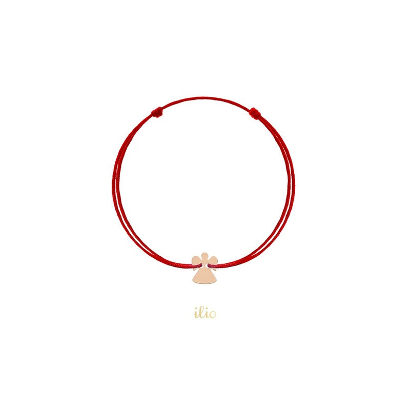 Pandant Ingeras, 8 mm - aur roz 14K pe bratara snur