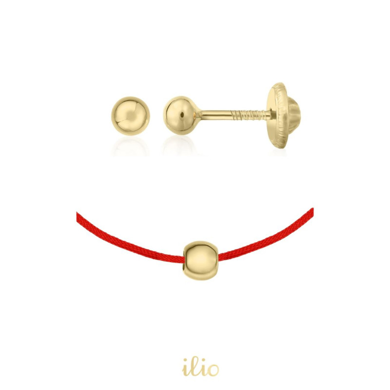 Cercei aur galben 14K Bilute mici, 3 mm