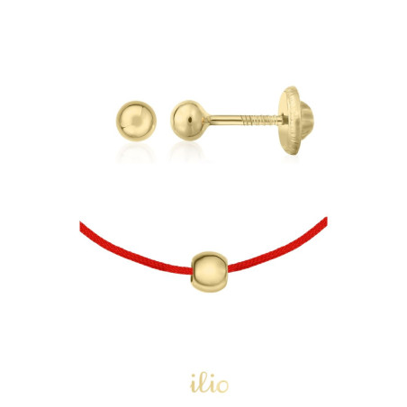 Cercei aur galben 14K Bilute mici, 3 mm